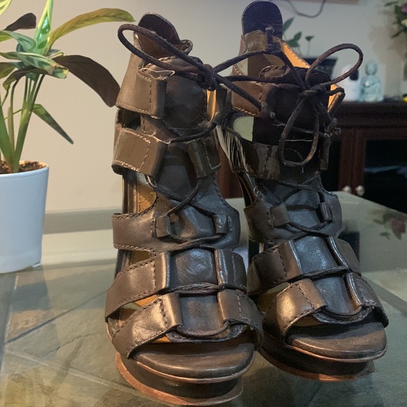 L.A.M.B. Jaco Caged Lace Up Heel Sandals - Picture 2 of 14